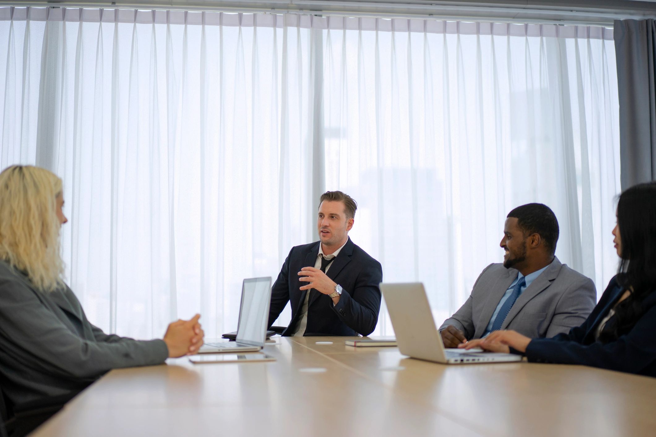 Office team collaborating in a meeting room