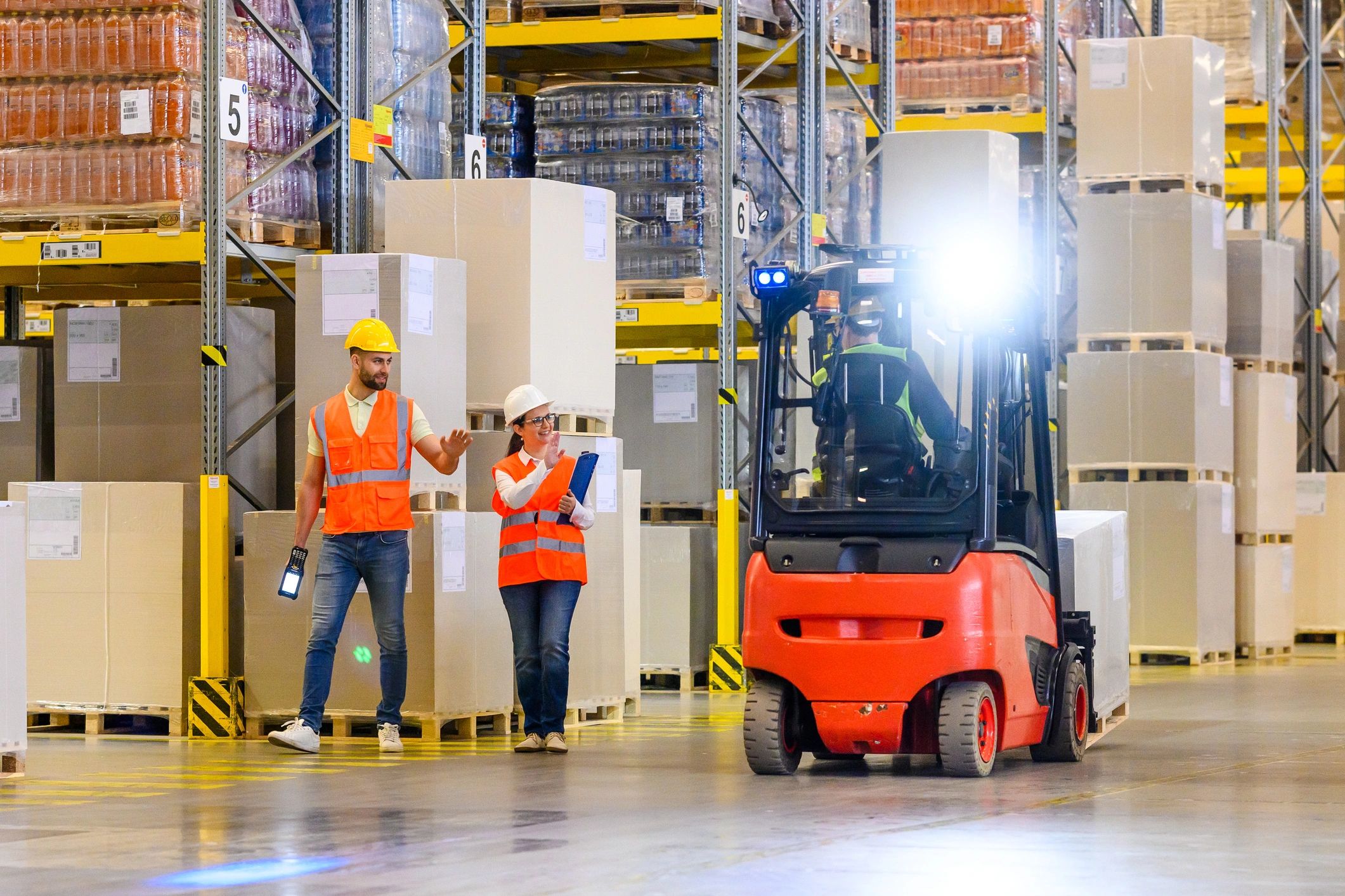 Warehouse logistics staff coordinating operations