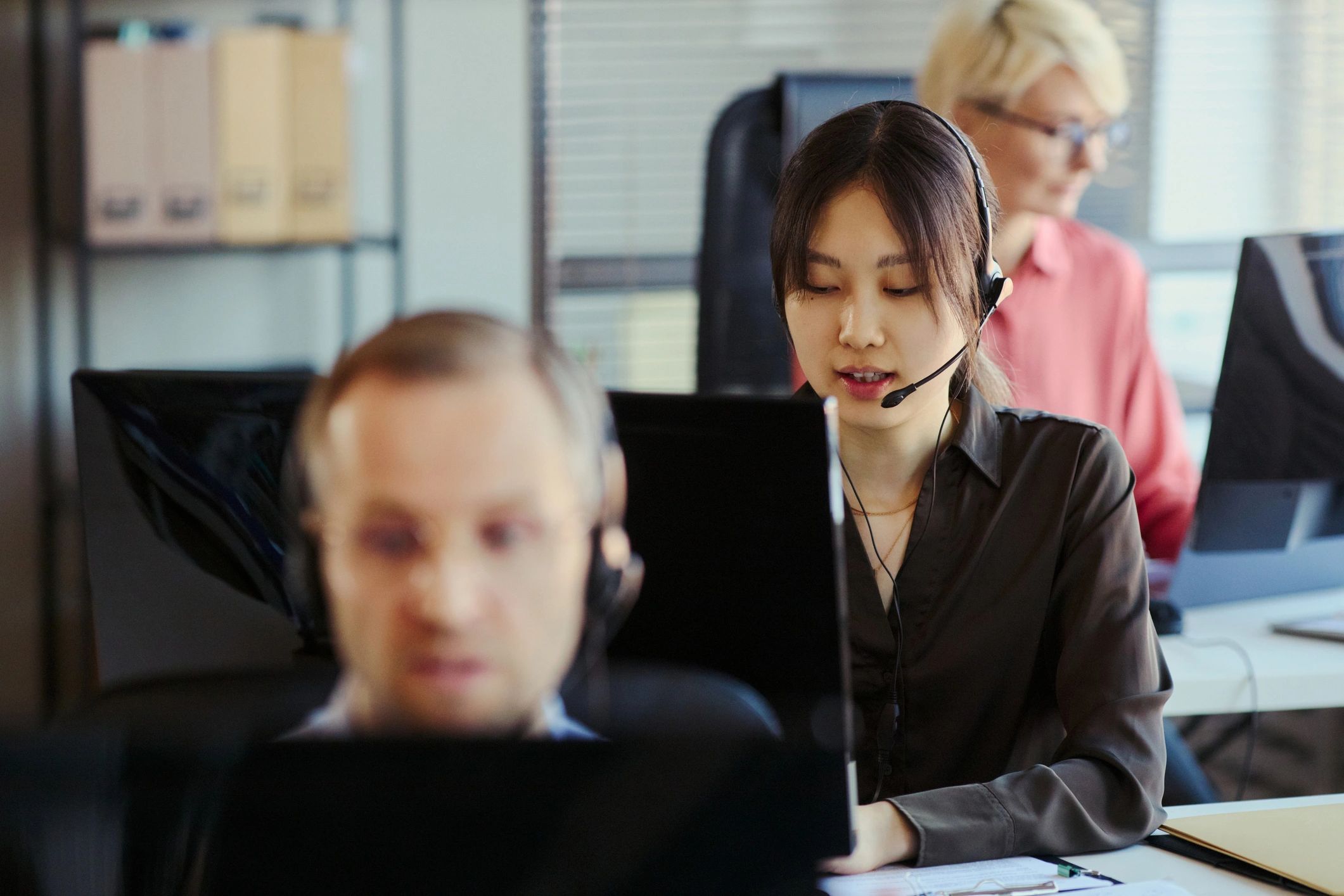 Dispatcher support team working in office
